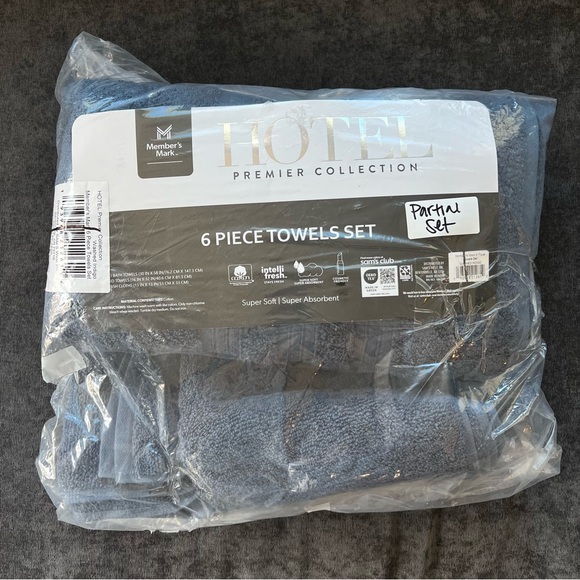 NEW Member's Mark Hotel Premier Towel Set- Indigo (Partial Set) - Picture 11 of 12